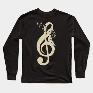 Treble Clef -  Music Bugle - Vintage Long Sleeve T-Shirt